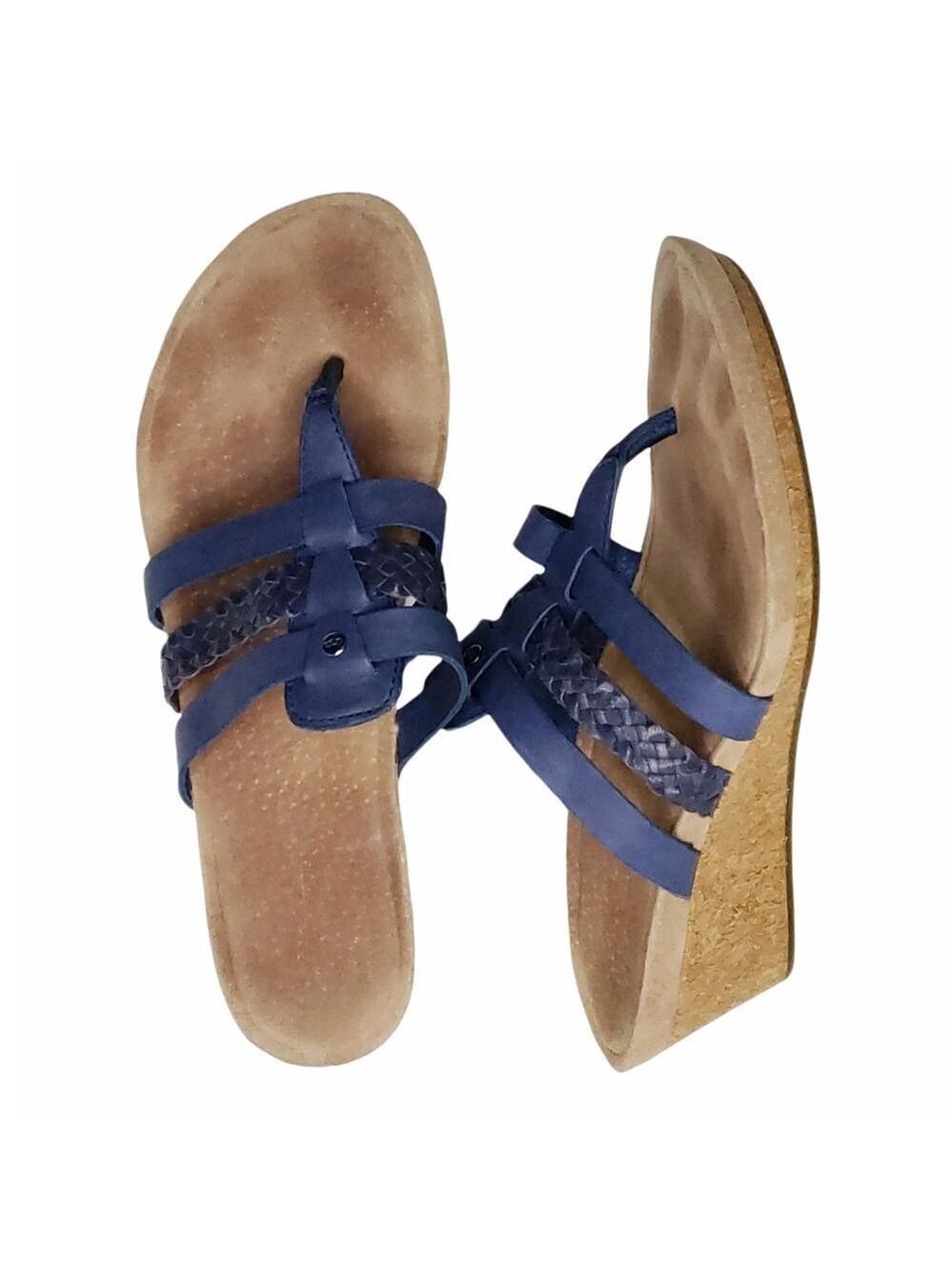 UGG Maddie Blue Braided Wedge Sandals Size 7.5